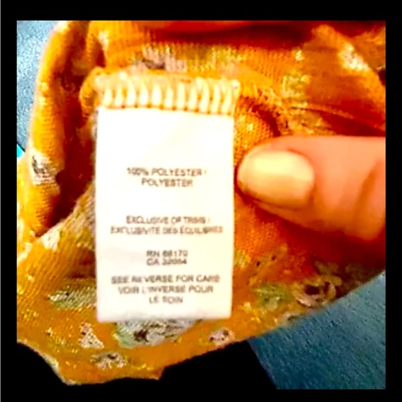 FREE PEOPLE Lovely Vintage Mustard & Blue Floral Racerback Tank Top, Medium - Picture 8 of 9